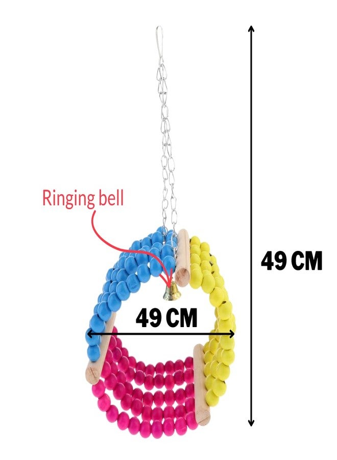 Western Era Wooden Colorful Beads Swing Interactive & Lovely Toy Provide Exercise, Training, Relief Boredom Suitable for Sun Conure, Parakeet, Cockatiel & Other Medium Birds - Image 4